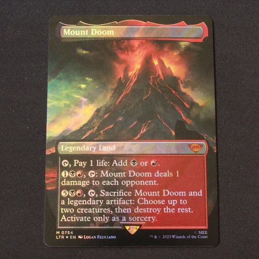 MTG The Lord of the Rings (LTR) FOIL Mount Doom (Borderless) (Surge Foil) 754 NM