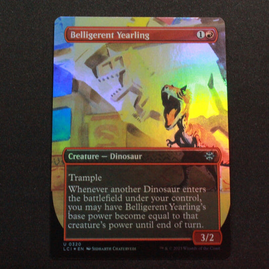 MTG The Lost Caverns of Ixalan LCI FOIL Belligerent Yearling Borderless 320 NM