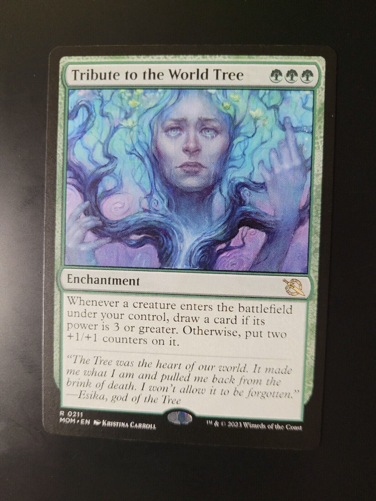 MTG March of the Machine (MOM) Rare Tribute to the World Tree 211 NM