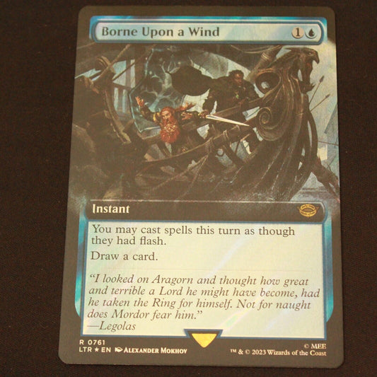 MTG Lord of the Rings LTR Rare Borne Upon a Wind Extended Art Surge Foil 761 NM