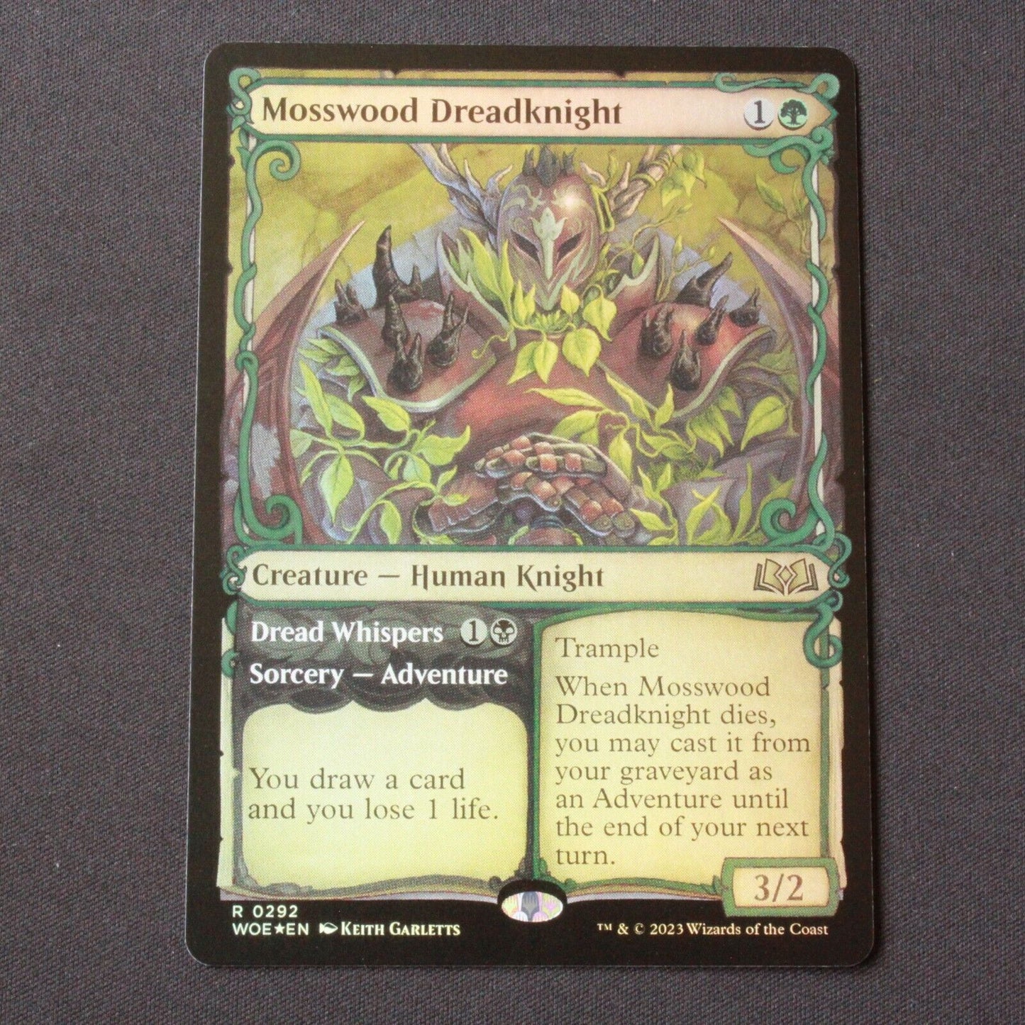 MTG Wilds of Eldraine (WOE) Rare FOIL Mosswood Dreadknight (Showcase) 292 NM