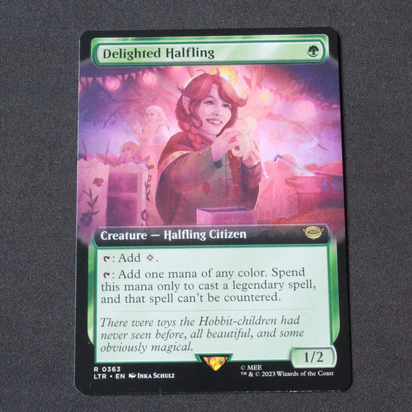 MTG The Lord of the Rings (LTR) Rare Delighted Halfling  (Extended Art) 363 NM