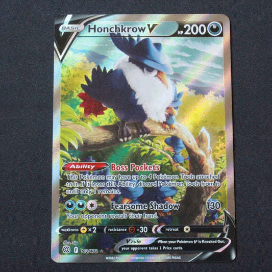 Pokemon SWSH09 Brilliant Stars Ultra Rare Honchkrow V Alt Full Art 162/172 NM