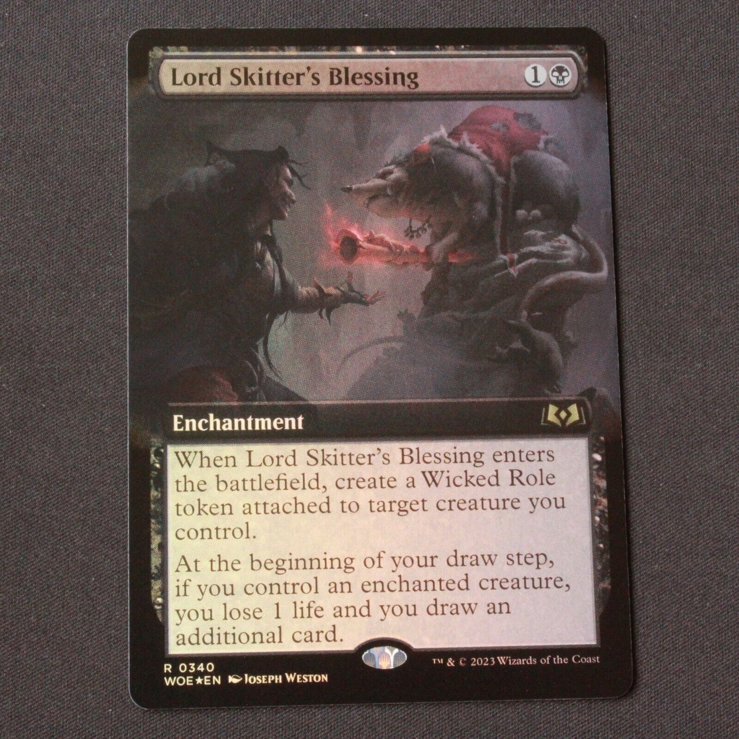 MTG Wilds of Eldraine WOE Rare FOIL Lord Skitter's Blessing Extended Art 340 NM