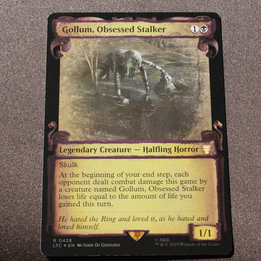 MTG Lord of the Rings LTC FOIL Gollum Obsessed Stalker Showcase Scrolls 428 NM