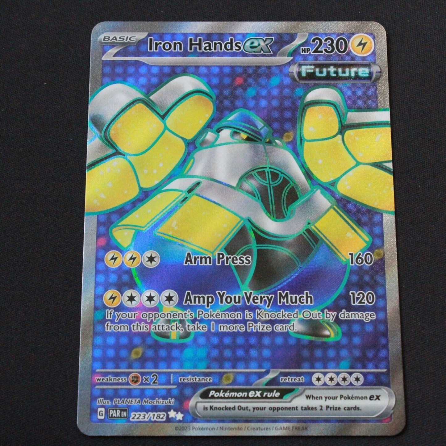 Pokemon SV04: Paradox Rift Ultra Rare Holofoil Iron Hands ex 223/182 NM