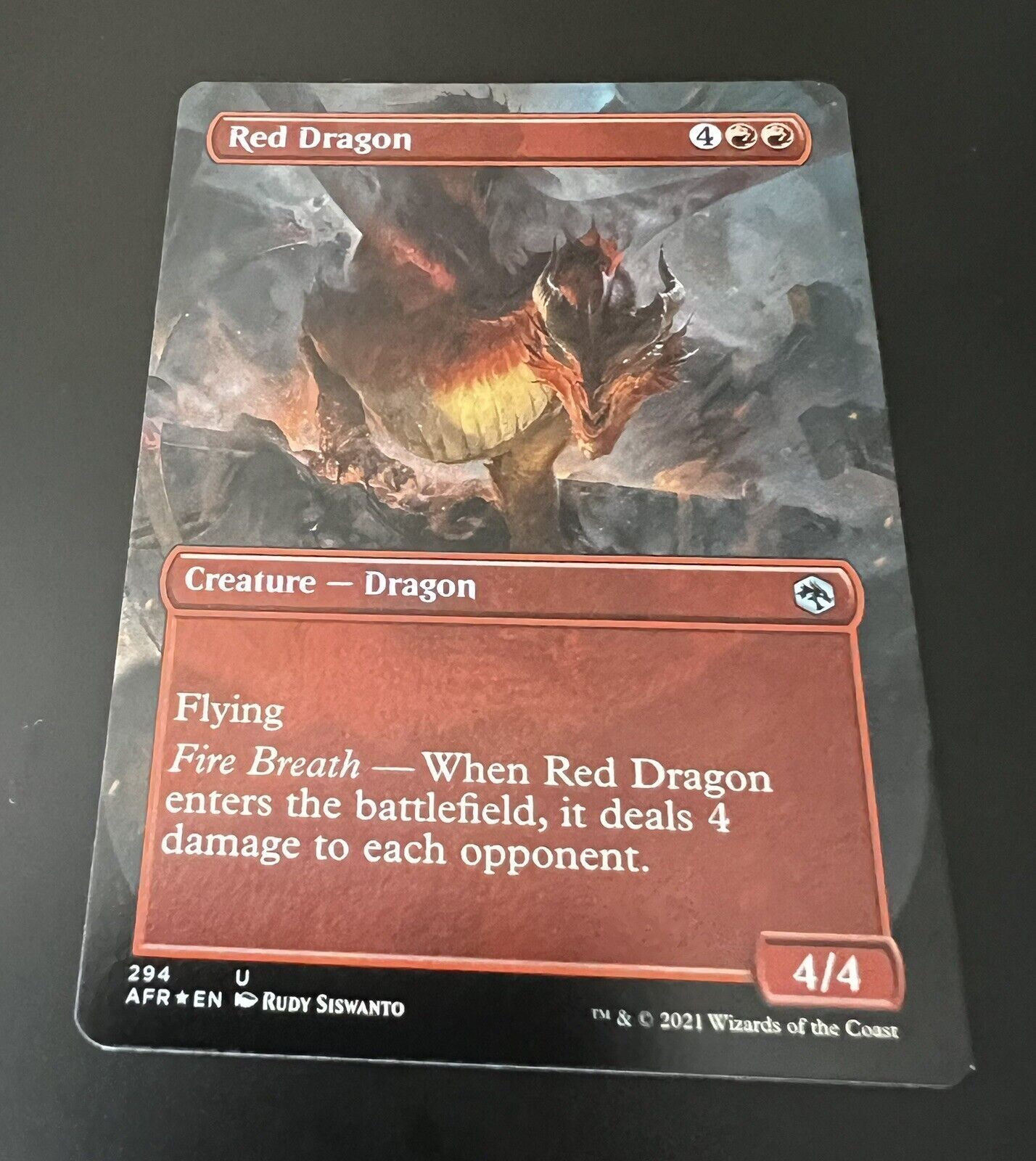 MTG Adventures Forgotten Realms AFR Uncommon FOIL Red Dragon Borderless 294 NM