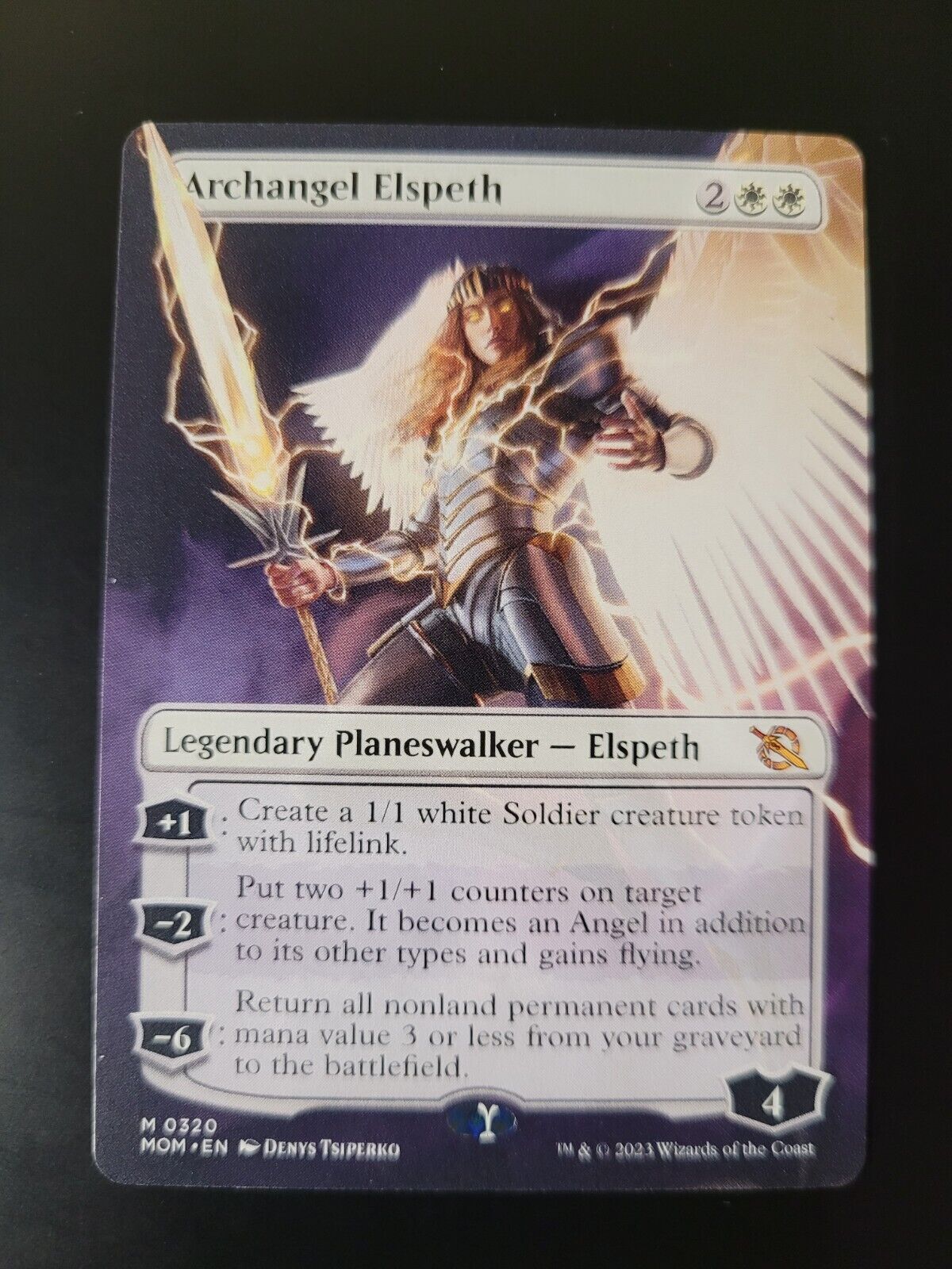 MTG March of the Machine (MOM) Mythic Archangel Elspeth (Borderless) 320 NM