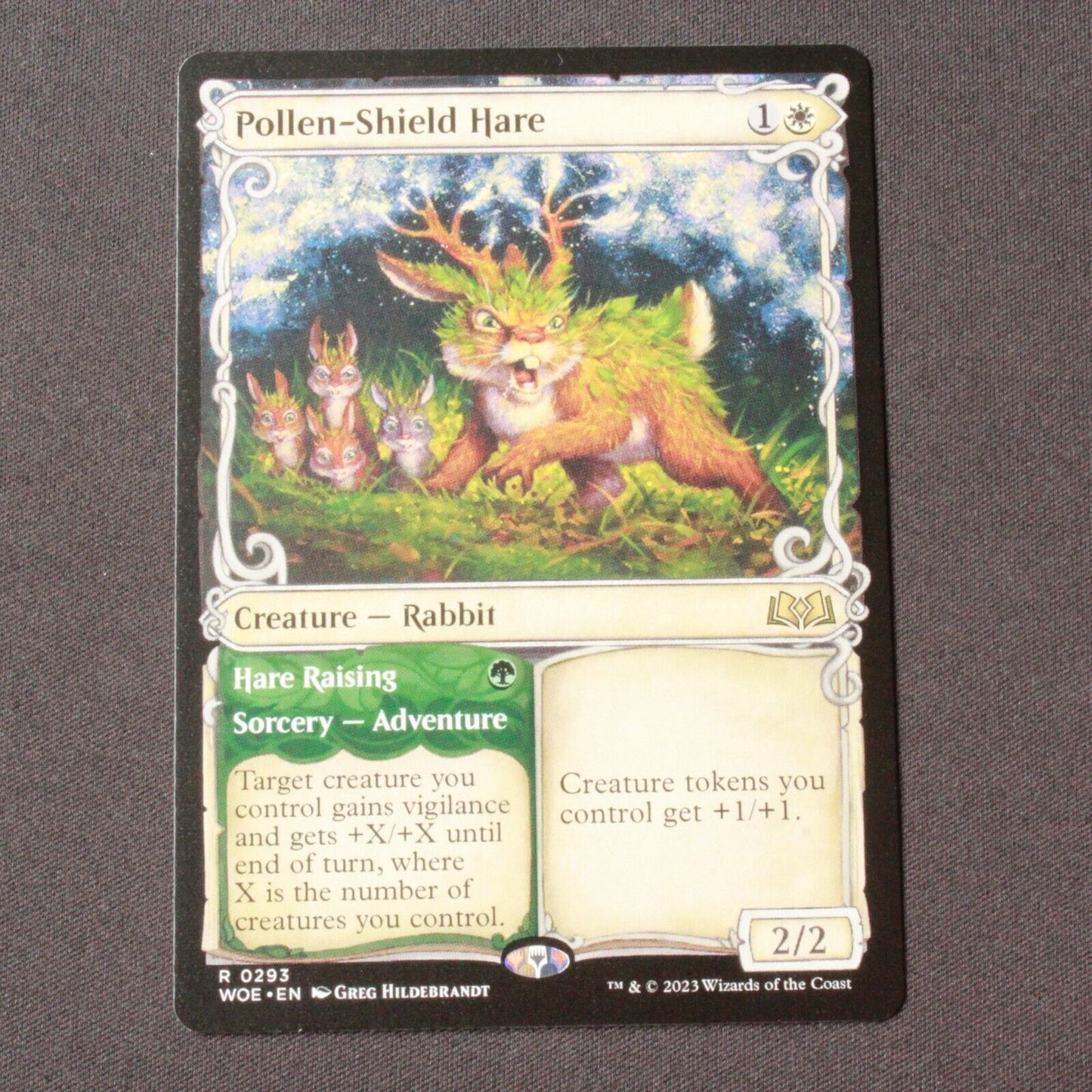 MTG Wilds of Eldraine (WOE) Rare Pollen-Shield Hare (Showcase) 293 NM