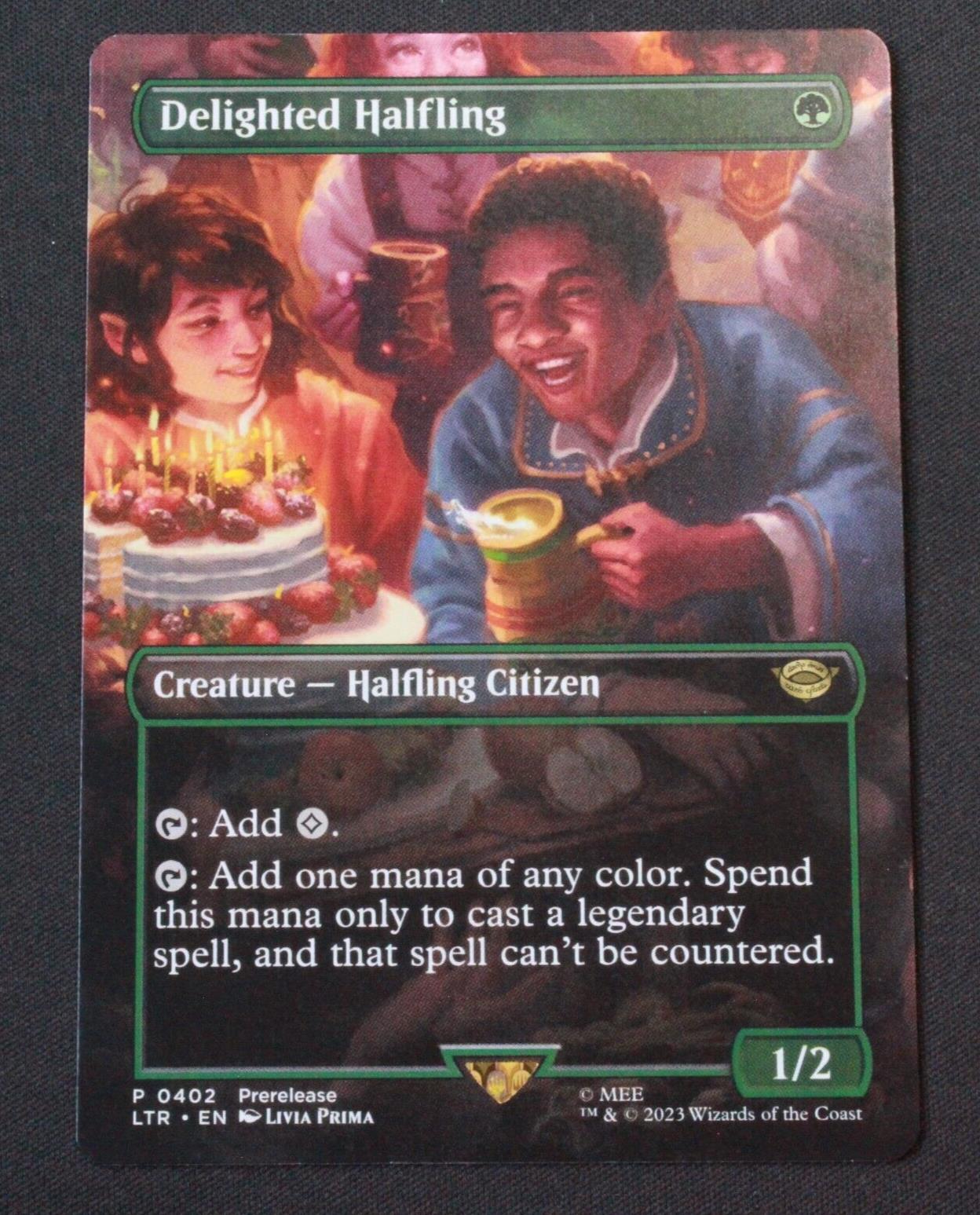 MTG The Lord of the Rings (LTR) Rare Delighted Halfling (Borderless) 402 NM