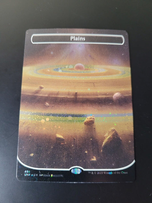 MTG Unfinity (UNF) Land Plains (Borderless) (Galaxy Foil) 491 NM