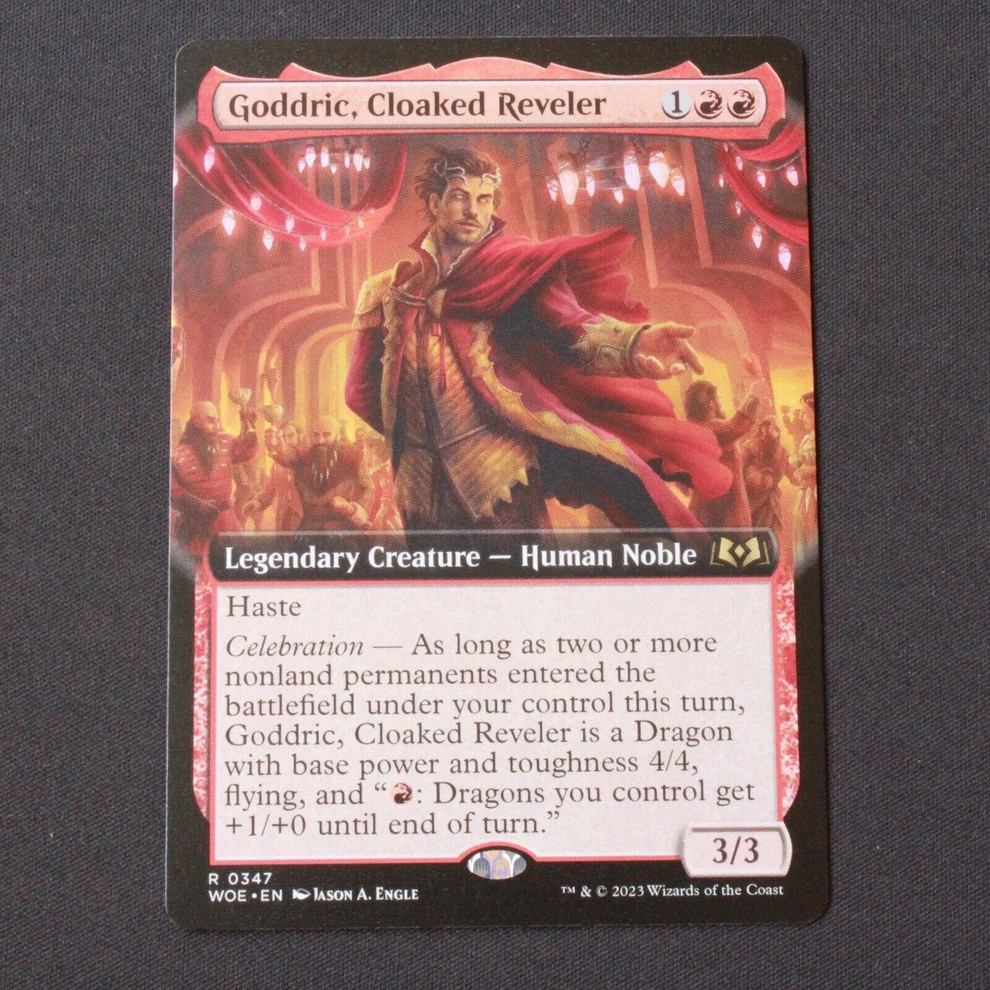 MTG Wilds of Eldraine (WOE) Rare Goddric, Cloaked Reveler (Extended Art) 347 NM