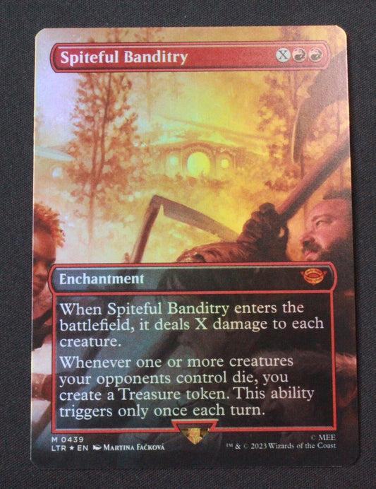 MTG The Lord of the Rings (LTR) Mythic FOIL Spiteful Banditry Borderless 439 NM