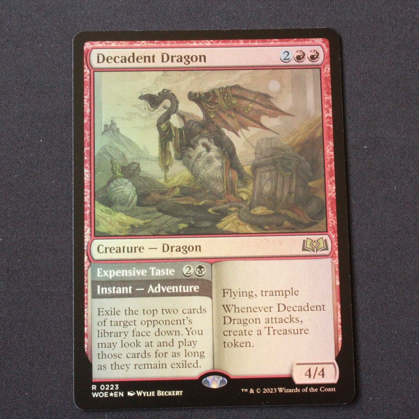 MTG Wilds of Eldraine (WOE) Rare FOIL Decadent Dragon 223 NM