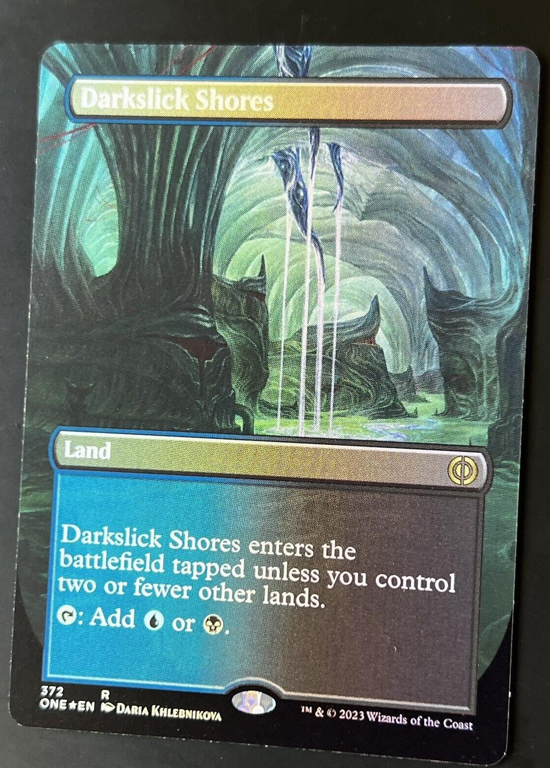 MTG Phyrexia: All Will Be One (ONE) Rare Darkslick Shores (Borderless) 372 NM