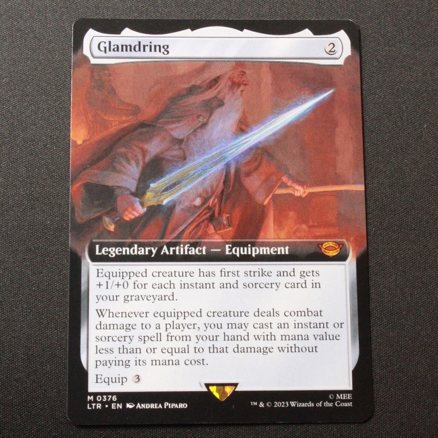 MTG The Lord of the Rings (LTR) Mythic Glamdring (Extended Art) 376 NM