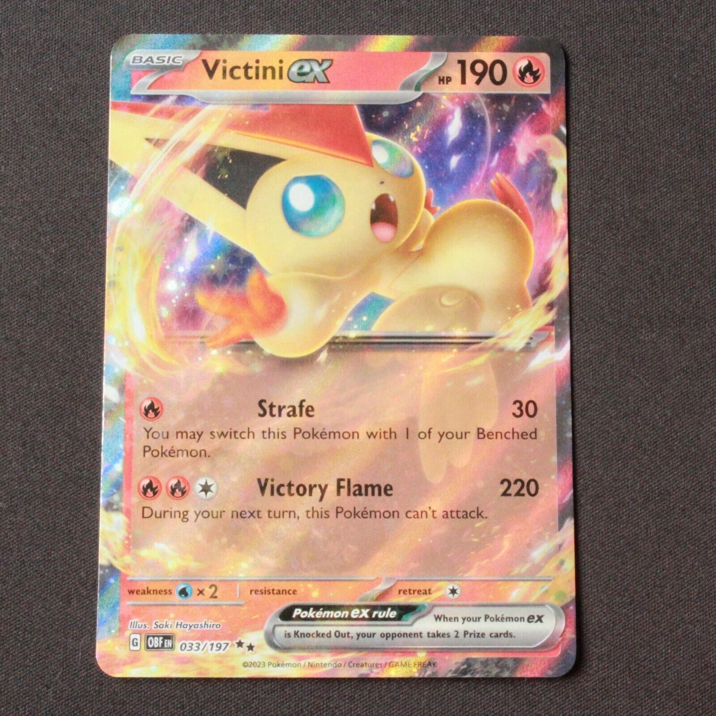 Pokemon SV03: Obsidian Flames Double Rare Holofoil Victini ex 033/197 NM