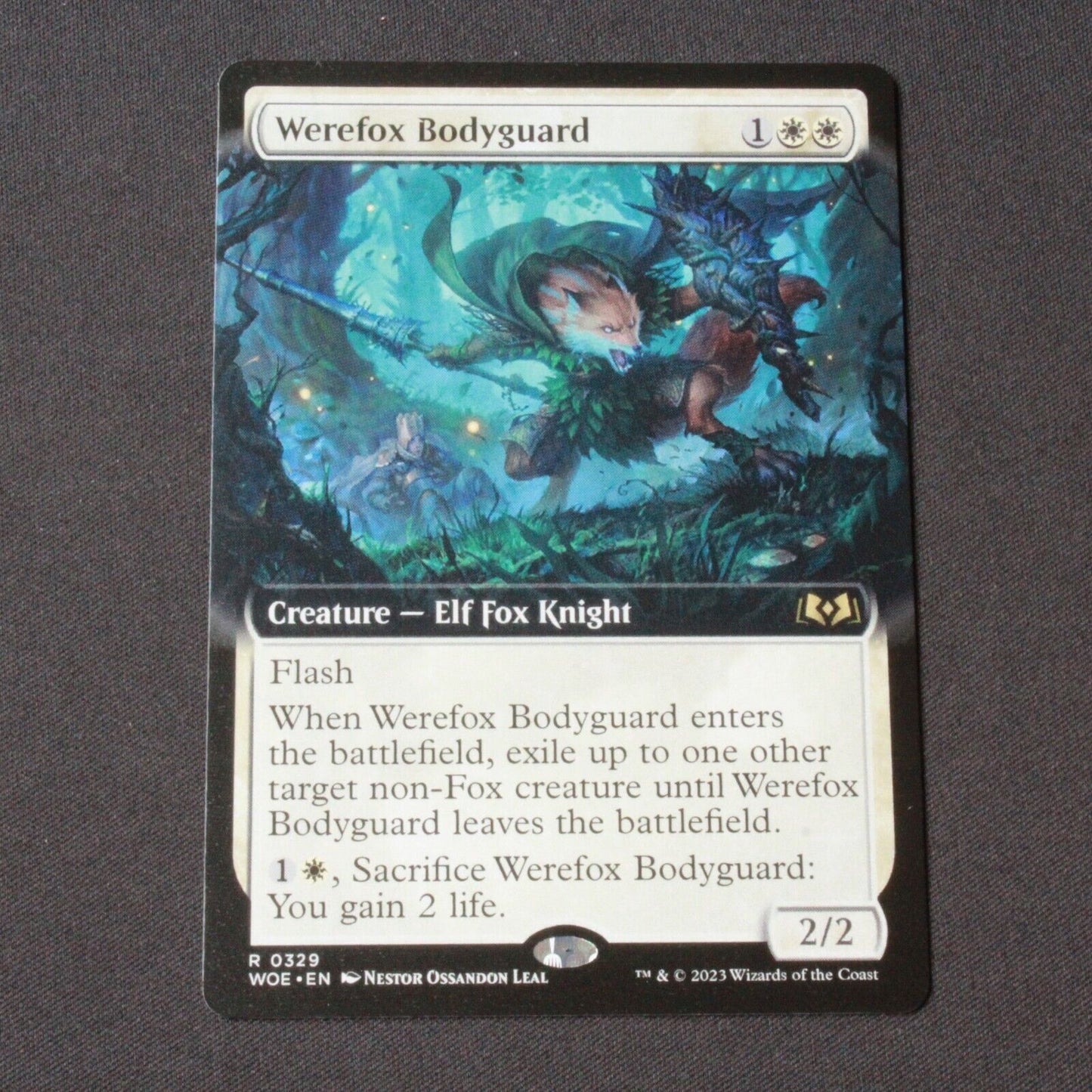 MTG Wilds of Eldraine (WOE) Rare Werefox Bodyguard (Extended Art) 329 NM