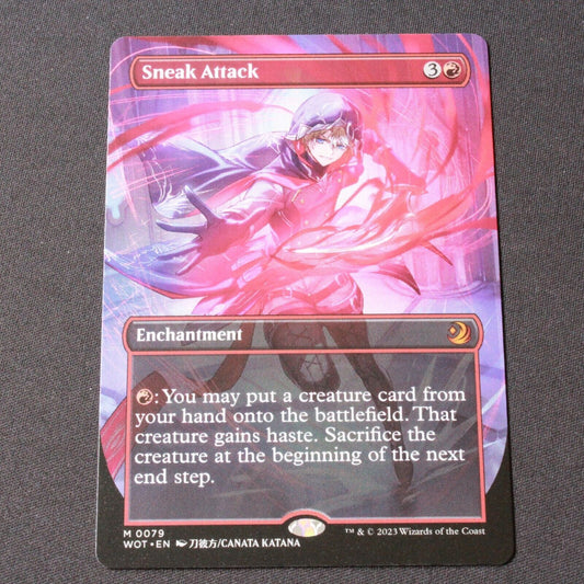 MTG Wilds of Eldraine Enchanting Tales (WOT) Sneak Attack Anime Borderless 79 NM