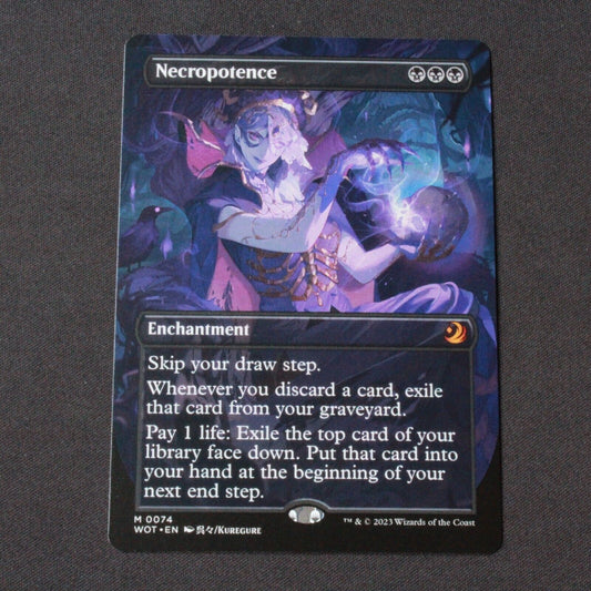 MTG Wilds of Eldraine: (WOT) Mythic Necropotence (Anime Borderless) 74 NM