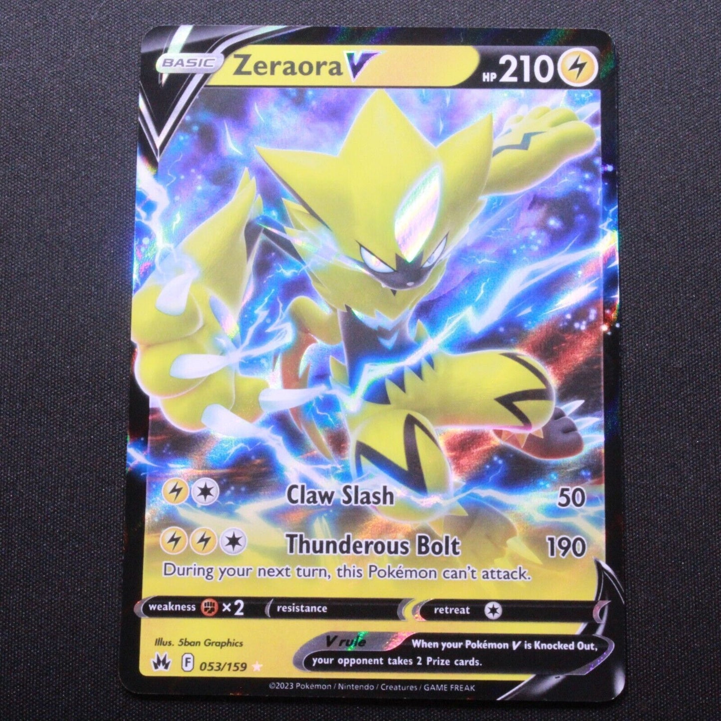 Pokemon Crown Zenith Ultra Rare Holofoil Zeraora V 053/159 NM